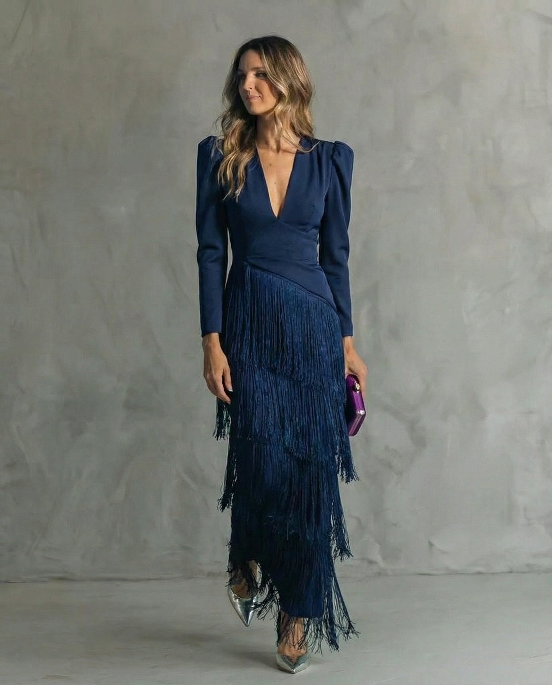 Elegant Fringe Sleeve Midi Dress | Women's Cocktail Dresses
