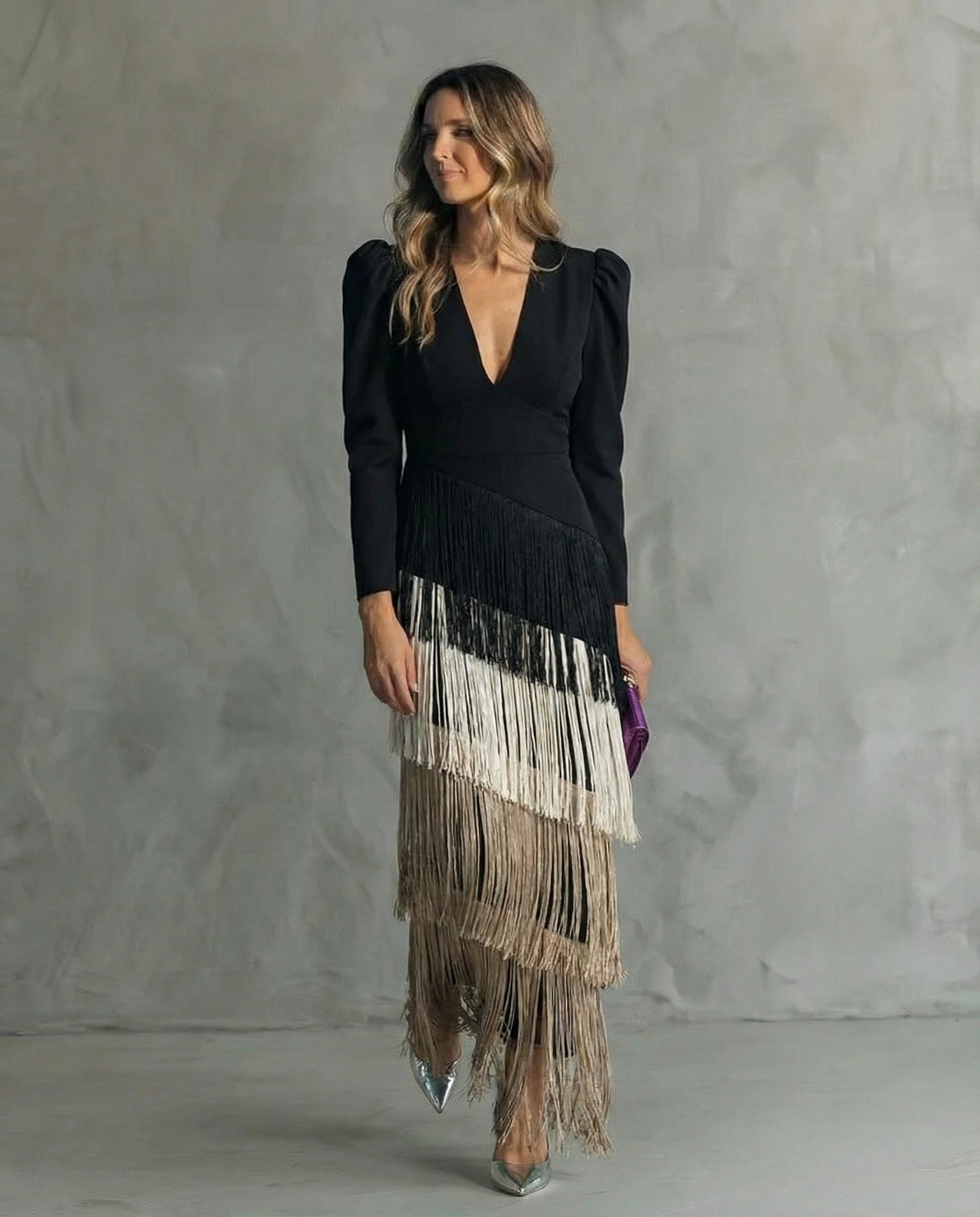Elegant Fringe Sleeve Midi Dress | Women's Cocktail Dresses