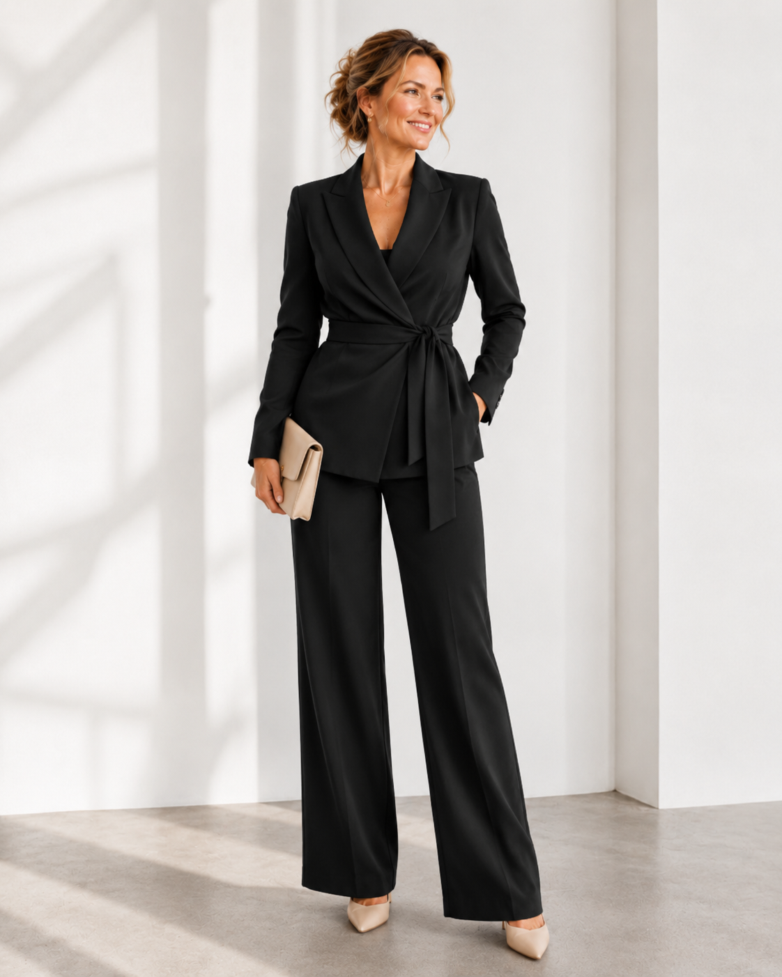 Elegant Women's Set | Two Piece Jacket and Wide Trousers
