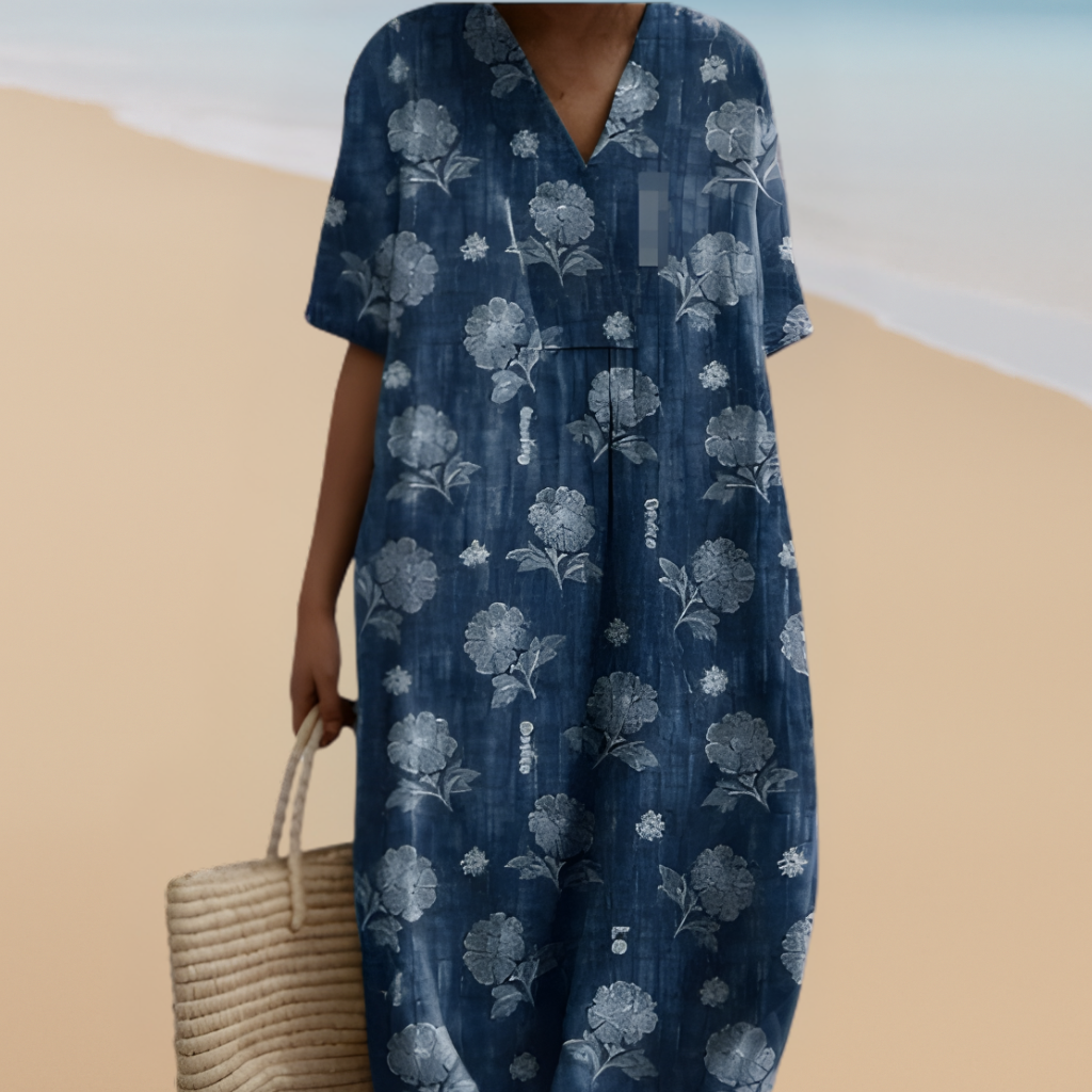 Indigo Blue Floral Dress | Women's Summer Dress